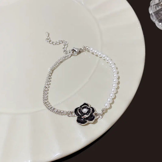 Retro Hong Kong Style Camellia Pearl Bracelet for Women