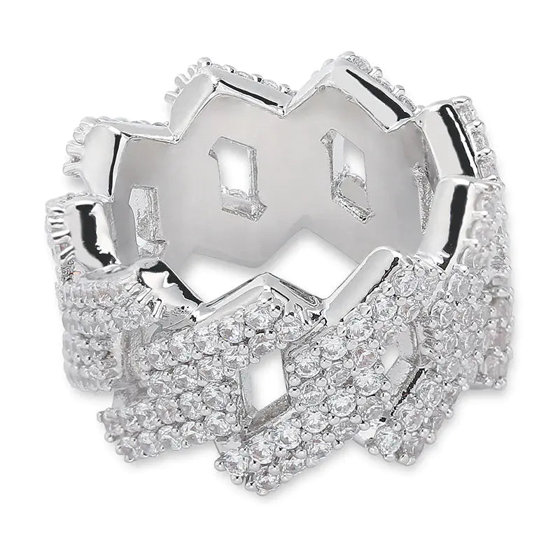 Men's Diamond Hip-Hop Ring with Zircon Stones