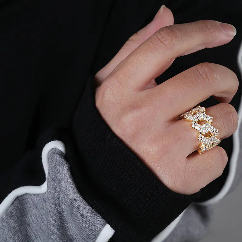 Men's Diamond Hip-Hop Ring with Zircon Stones